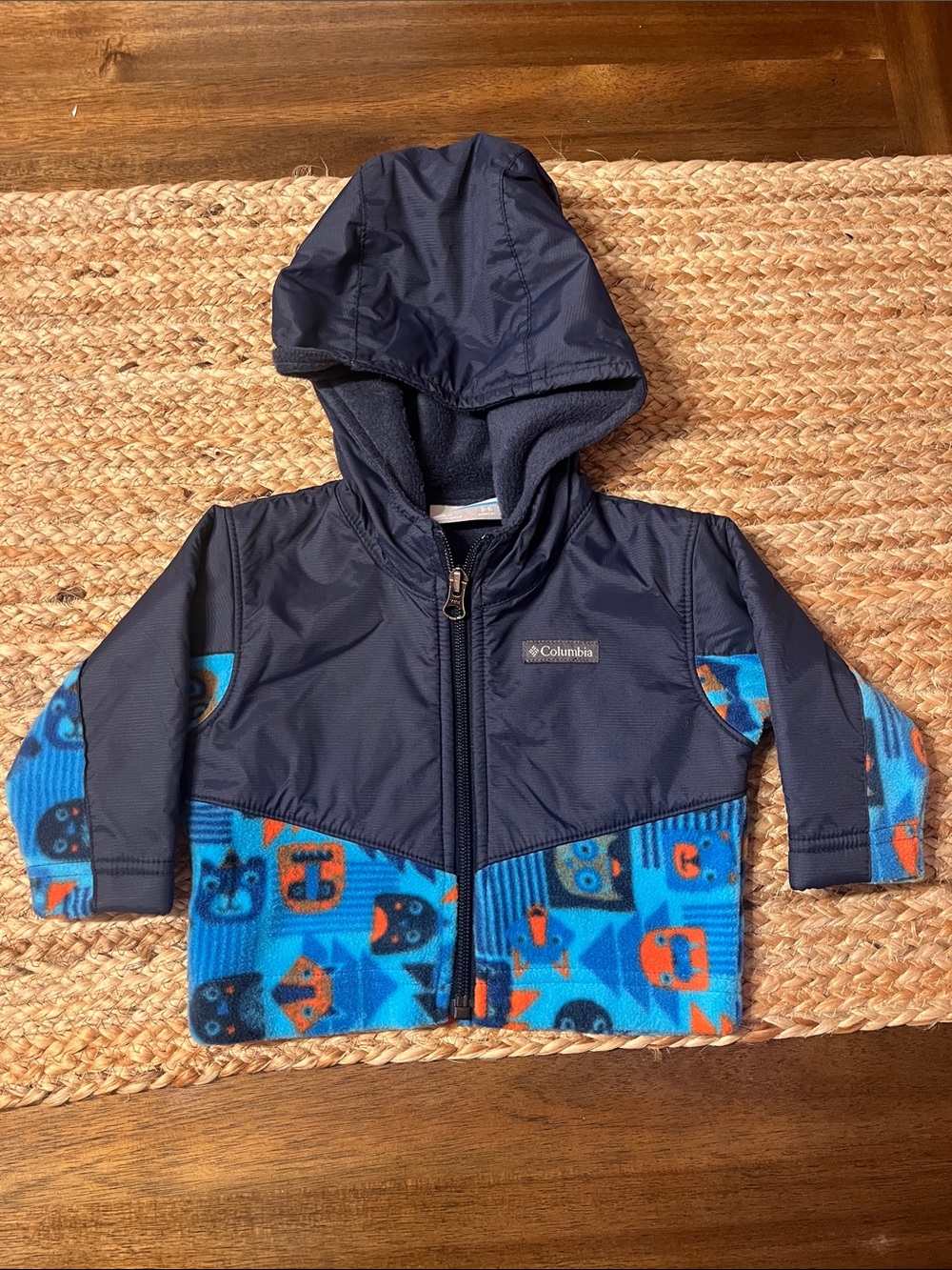 Columbia baby 3-6 m Blue Hooded Kids Fleece Jacket animal print